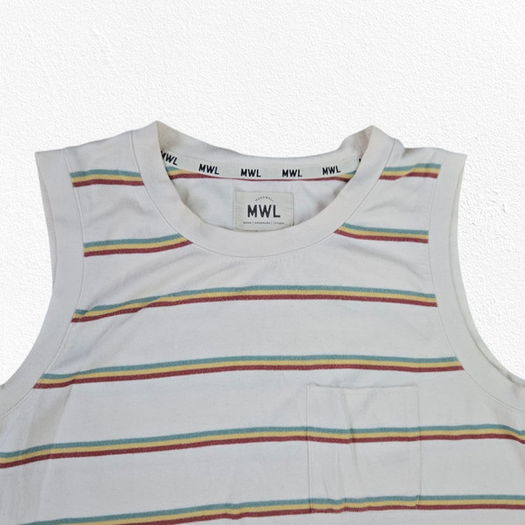 Madewell Ivory Retro Striped Sleeveless Crewneck Breeze Muscle Tank Size Medium - Picture 2 of 7